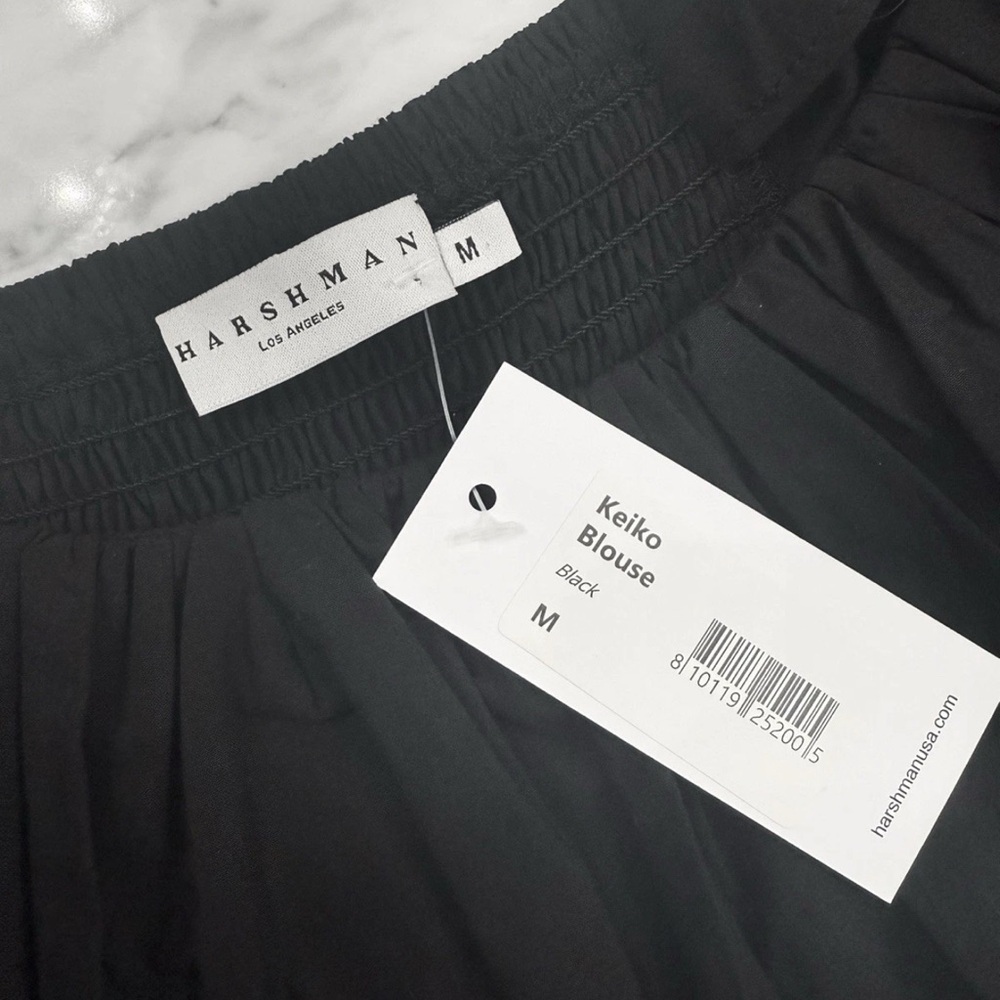 NWT Harshman LA Anthropologie Keiko Short Sleeves Blouse Top BLACK Size M $225 - Picture 3 of 3